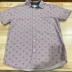 Native Code Mens Anchor Print  Short Sleeve Casual Shirt Size M